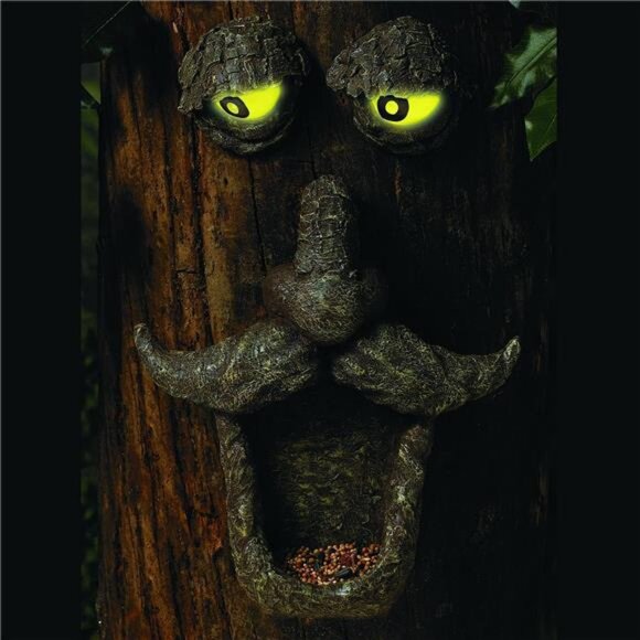 Old Man Tree Face Decor Bird Feeder - Glow in The Dark Eyes - Fun Yard Art for - Picture 7 of 8